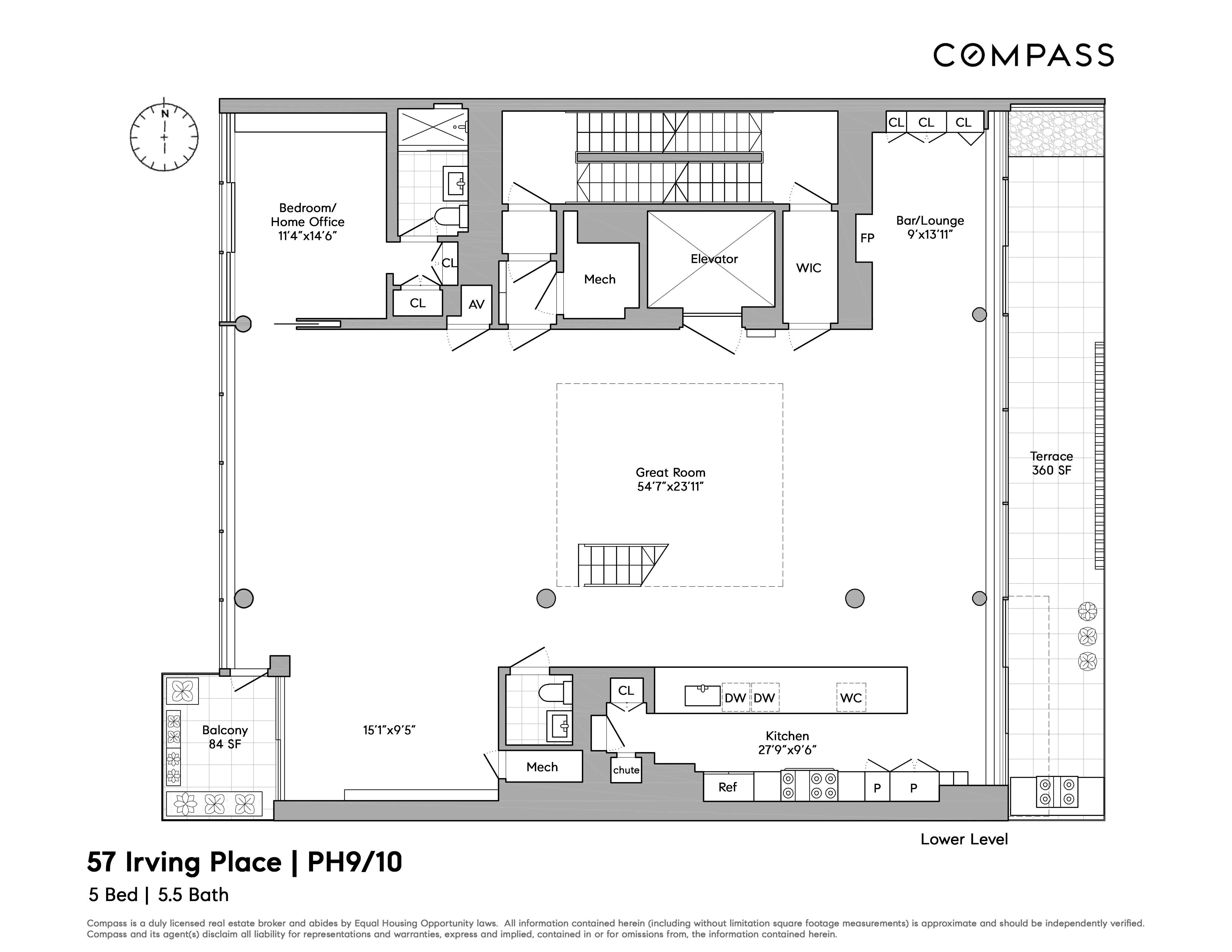 Floorplan for 57 Irving Place, PH9/10