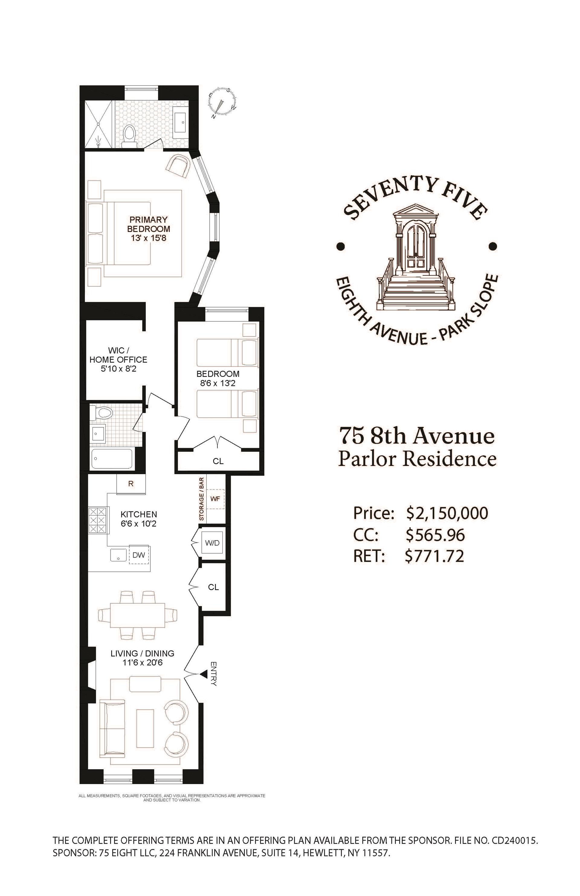 Floorplan for 75 8th Avenue, PARLOR