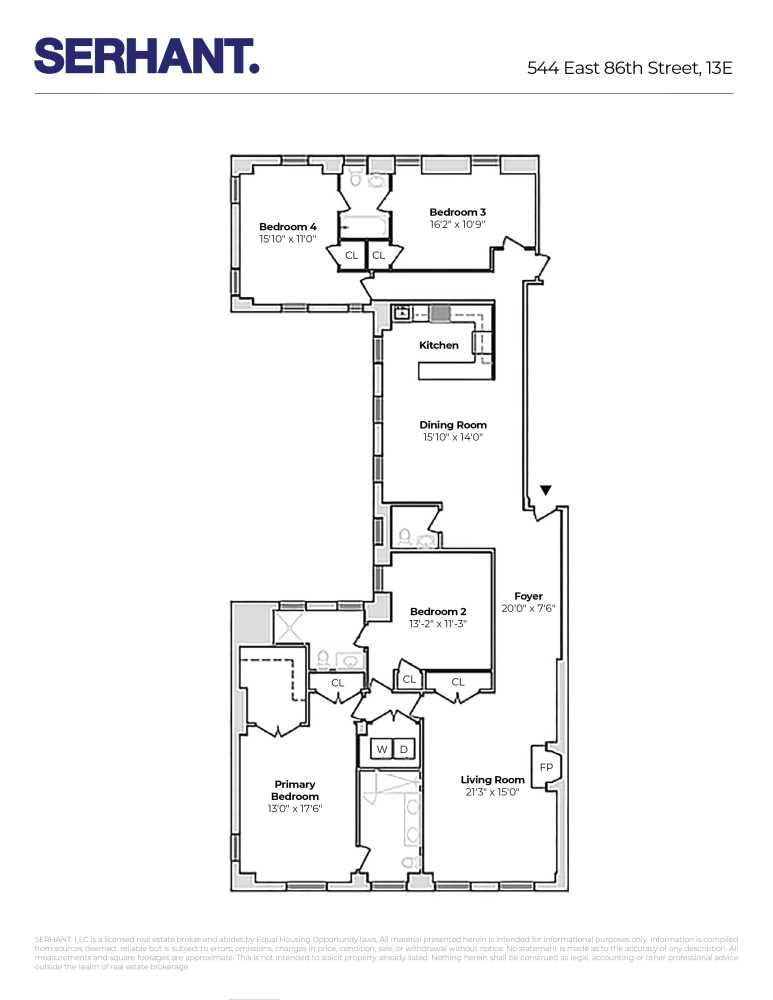 Floorplan for 544 East 86th Street, 13E