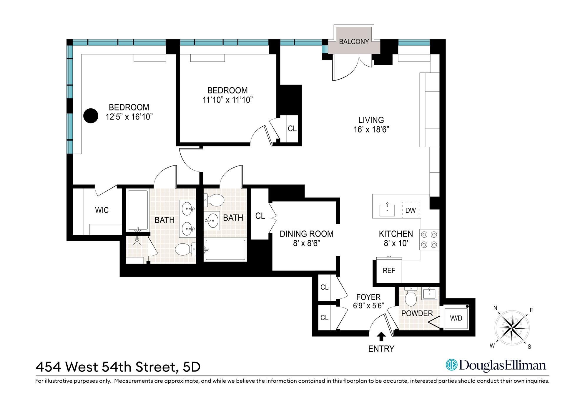 Floorplan for 454 West 54th Street, 5D