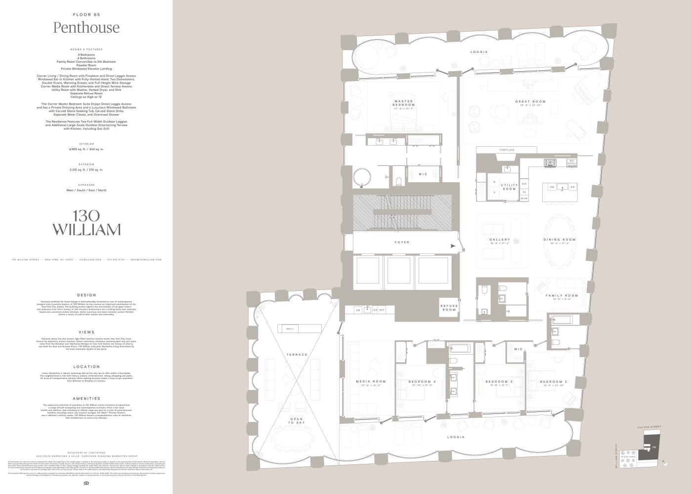 Floorplan for 130 William Street, PH65