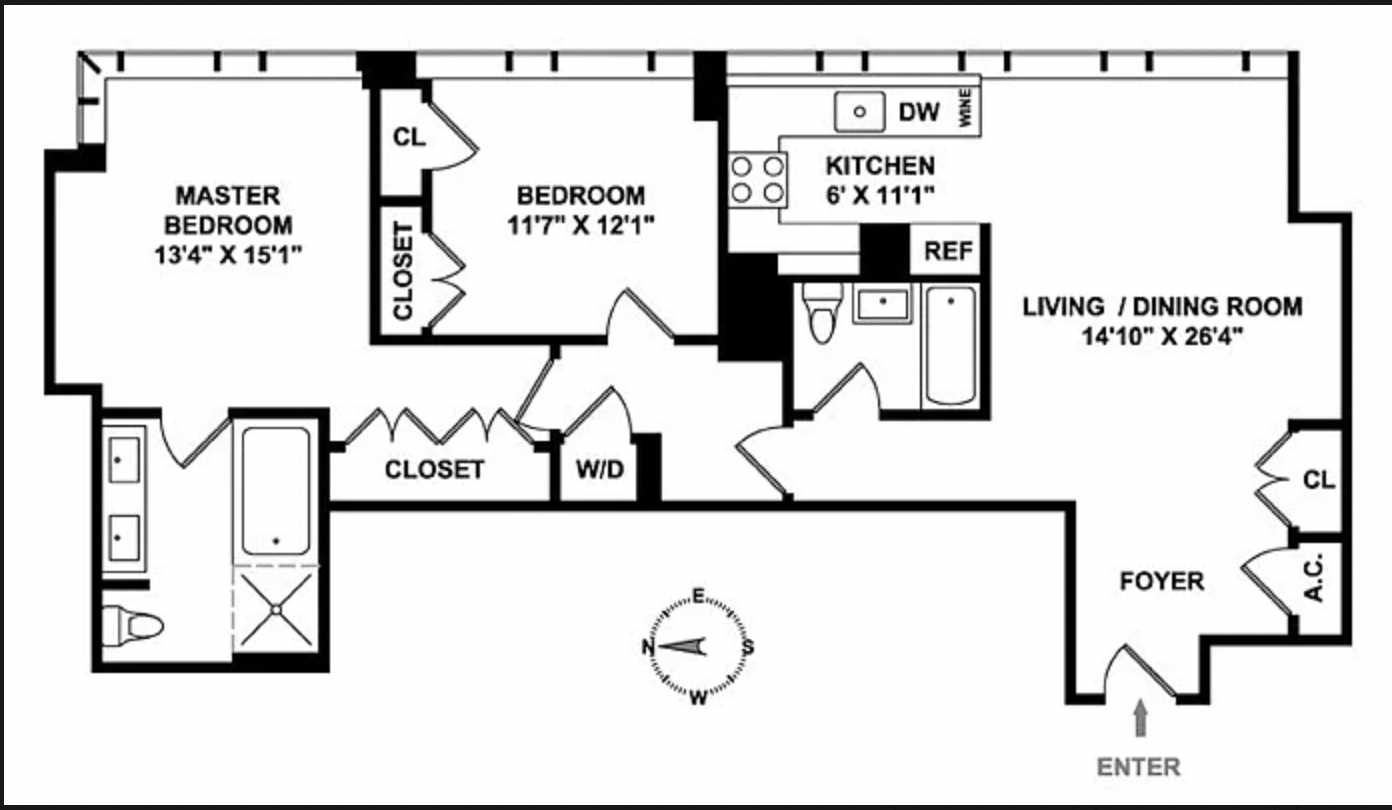 Floorplan for 245 West 99th Street, 6C