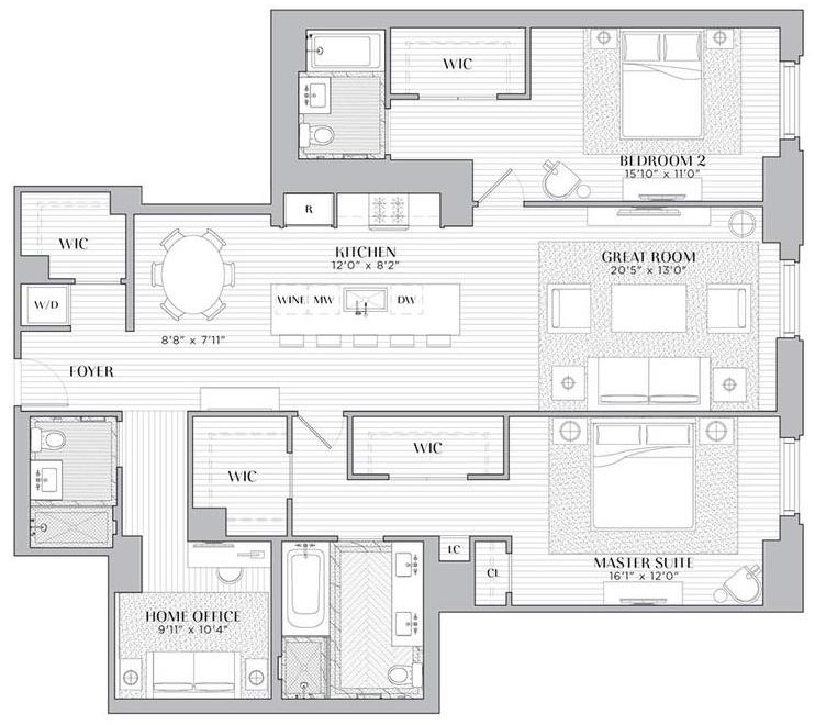 Floorplan for 100 Barclay Street, 17H