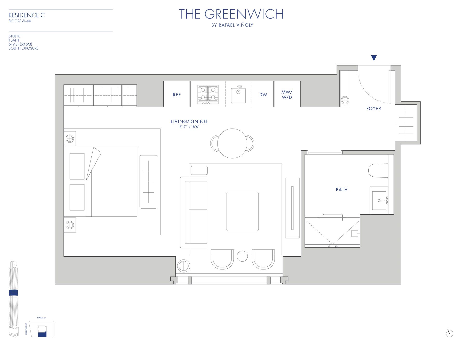 Floorplan for 125 Greenwich Street, 62C