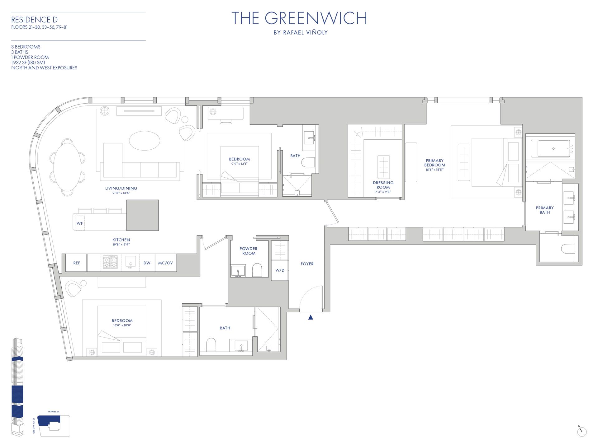 Floorplan for 125 Greenwich Street, 25D