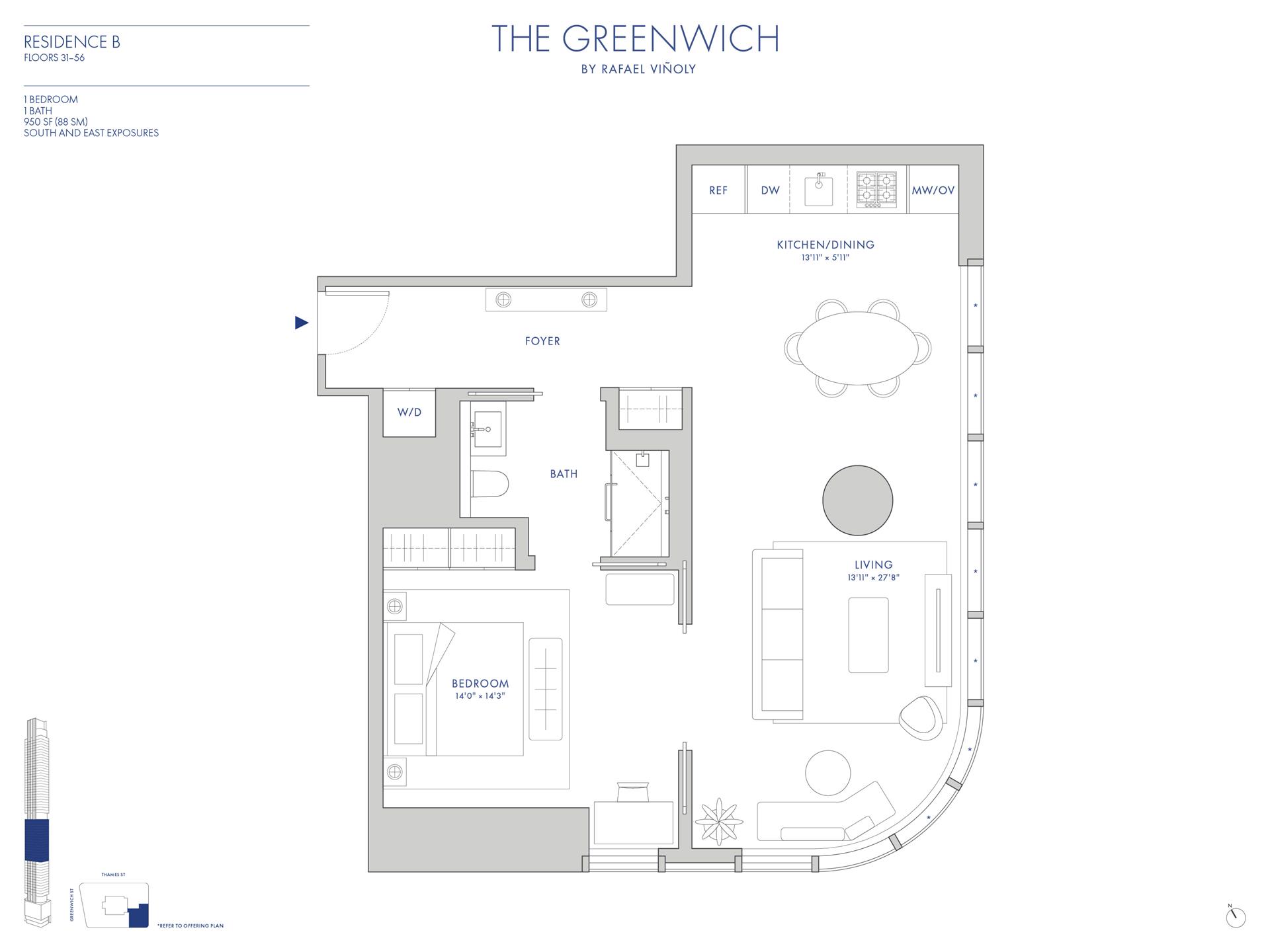 Floorplan for 125 Greenwich Street, 32B