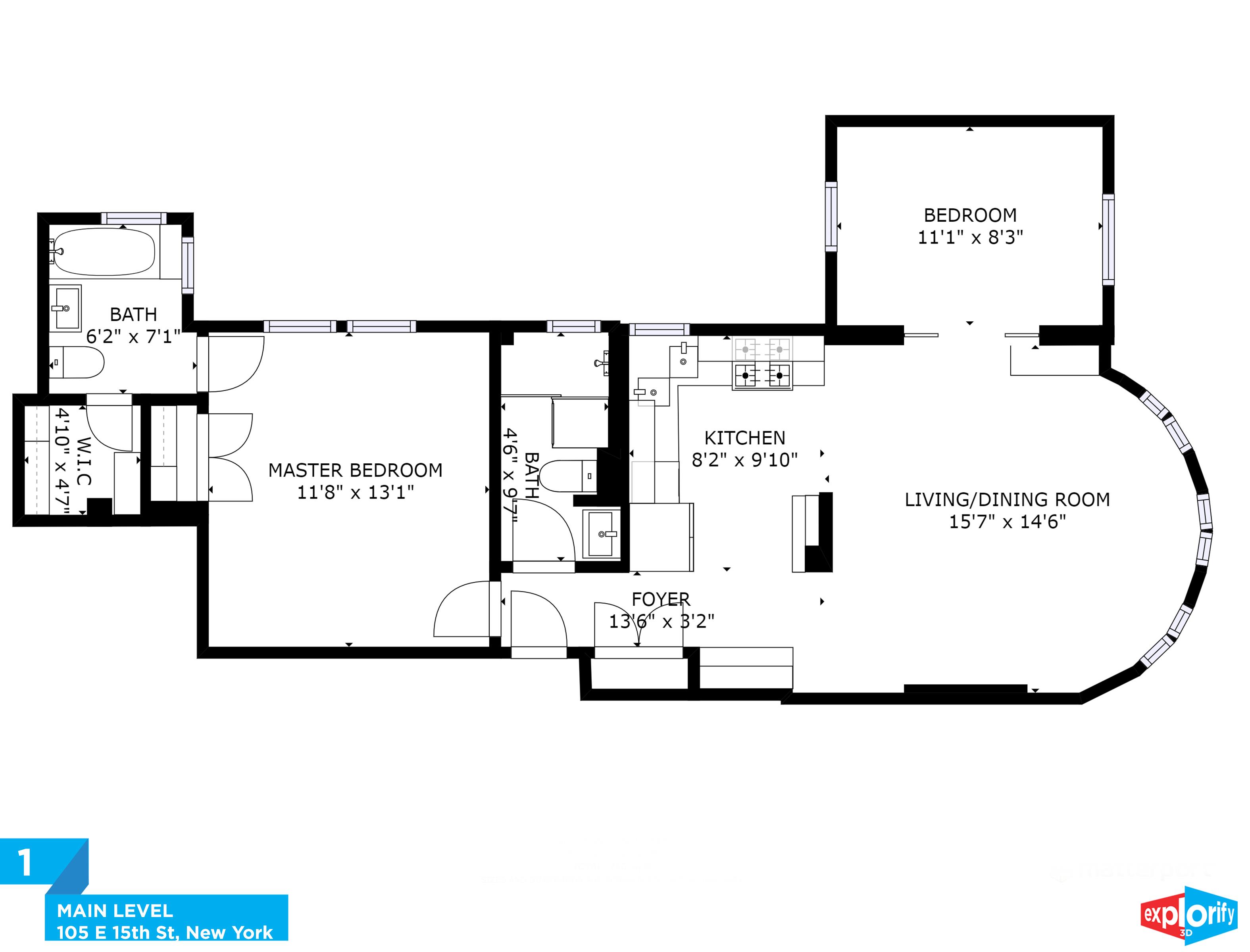 Floorplan for 105 East 15th Street, 64