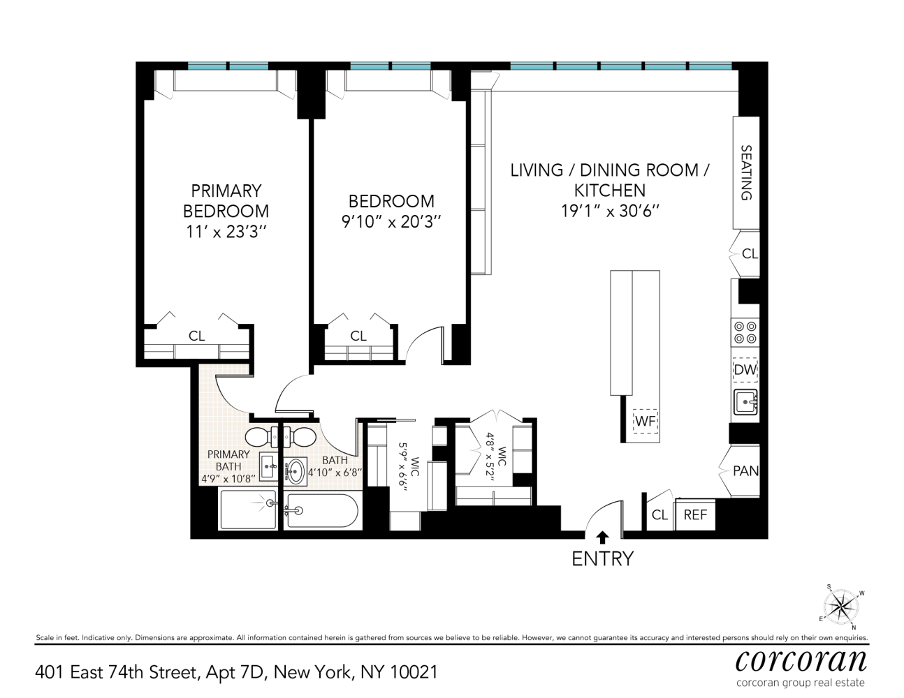 Floorplan for 401 East 74th Street, 7D