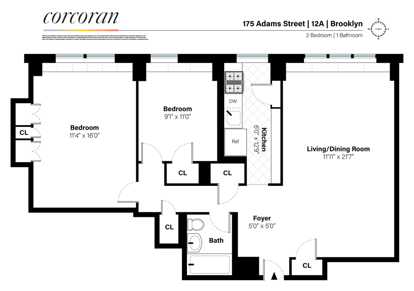 Floorplan for 175 Adams Street, 12A