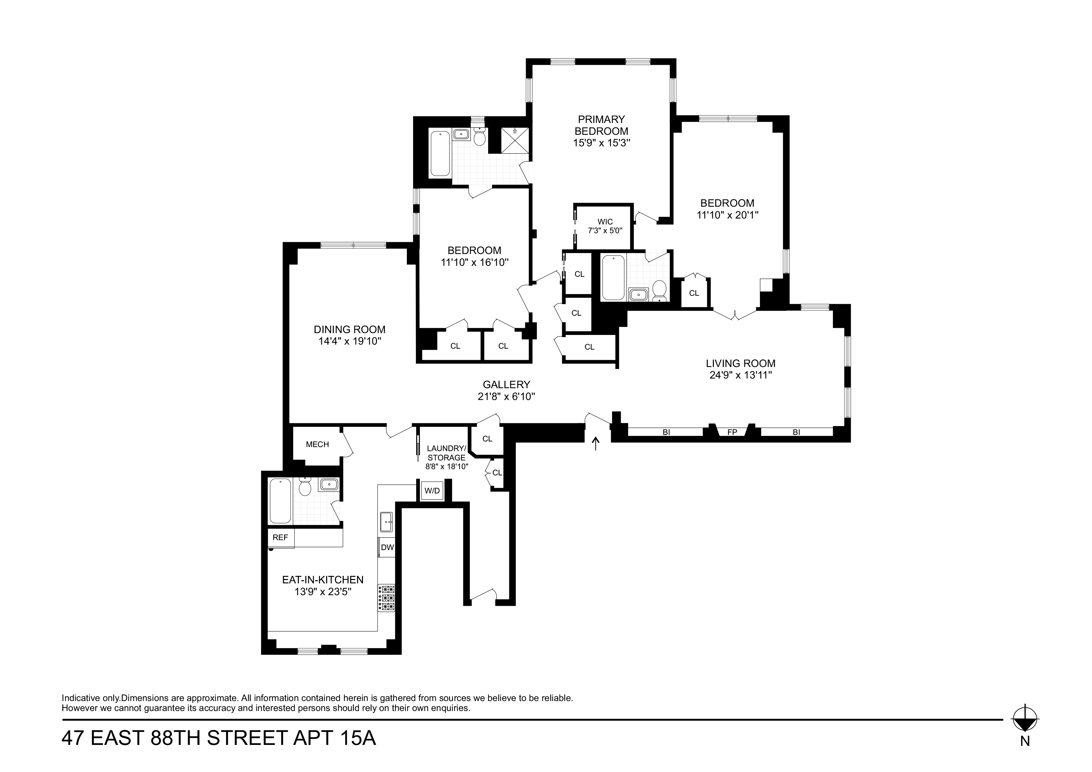 Floorplan for 47 East 88th Street, 15A