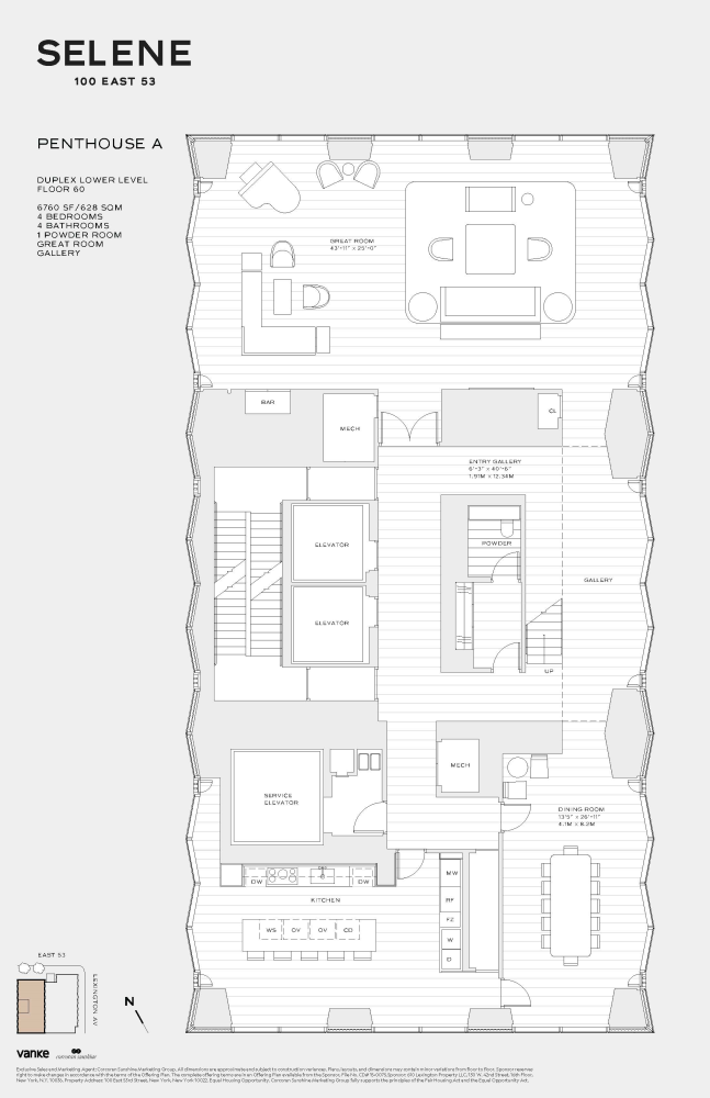 Floorplan for 100 East 53rd Street, PH