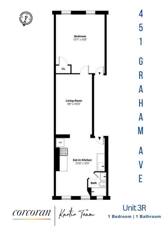 Floorplan for 451 Graham Avenue, 3R