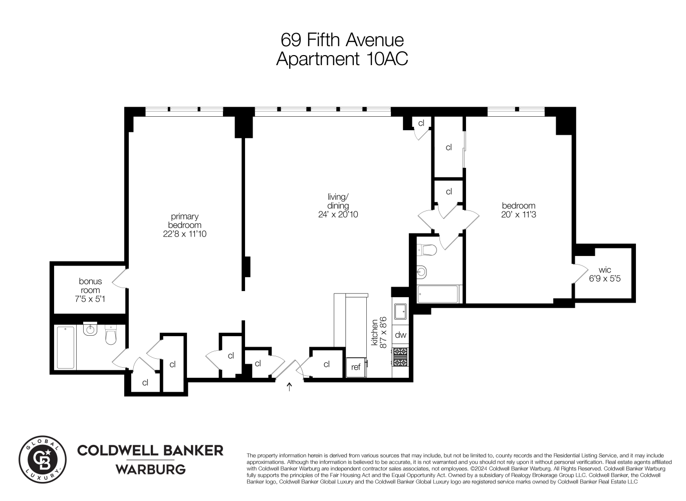 Floorplan for 69 5th Avenue, 10AC