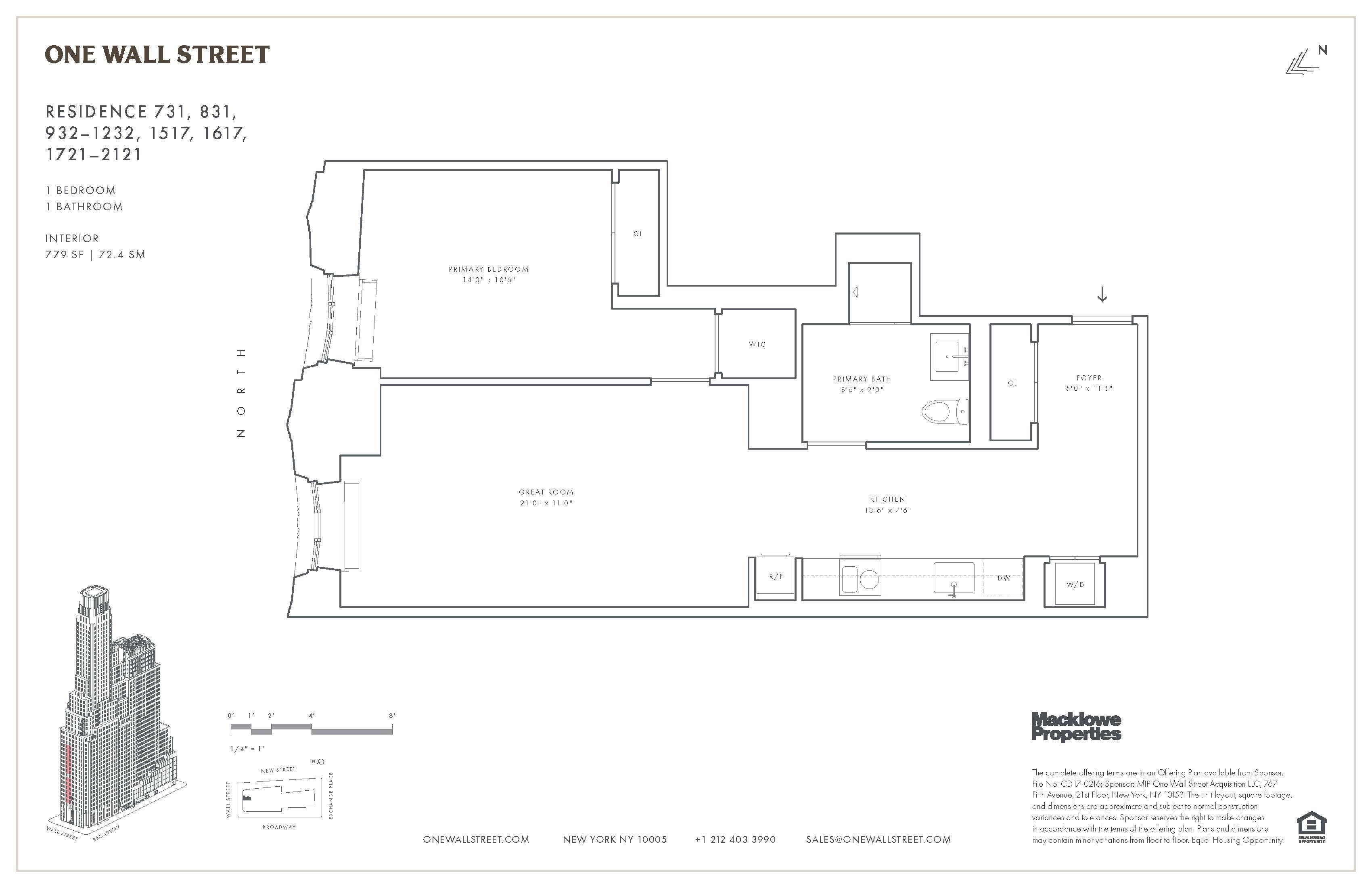 Floorplan for 1 Wall Street, 932