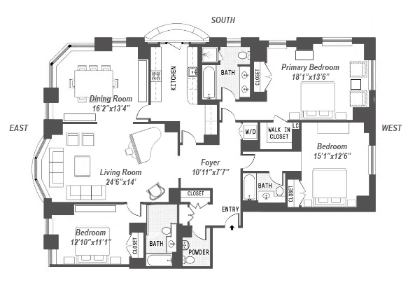 Floorplan for 188 East 78th Street, 16A