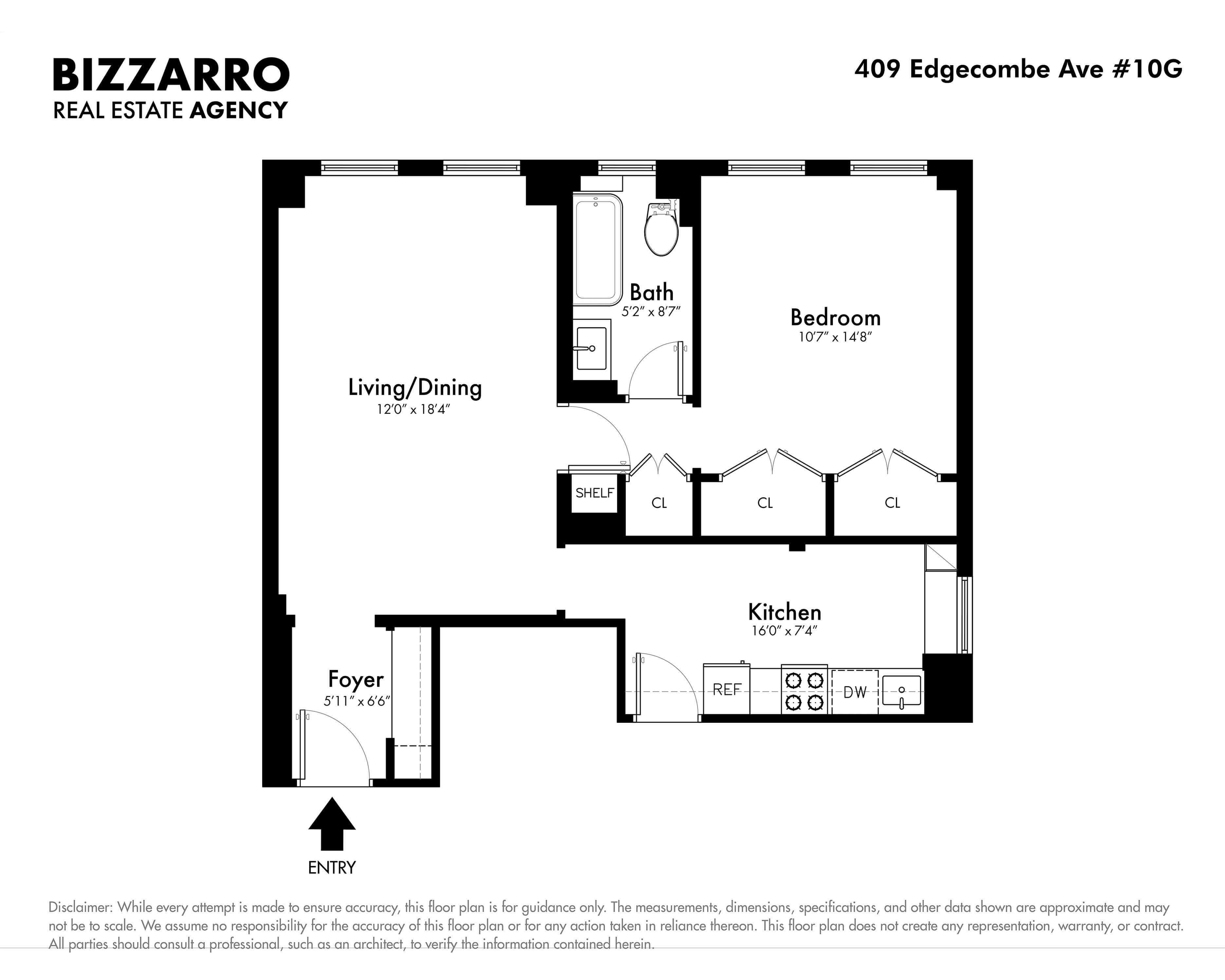 Floorplan for 409 Edgecombe Avenue, 10G