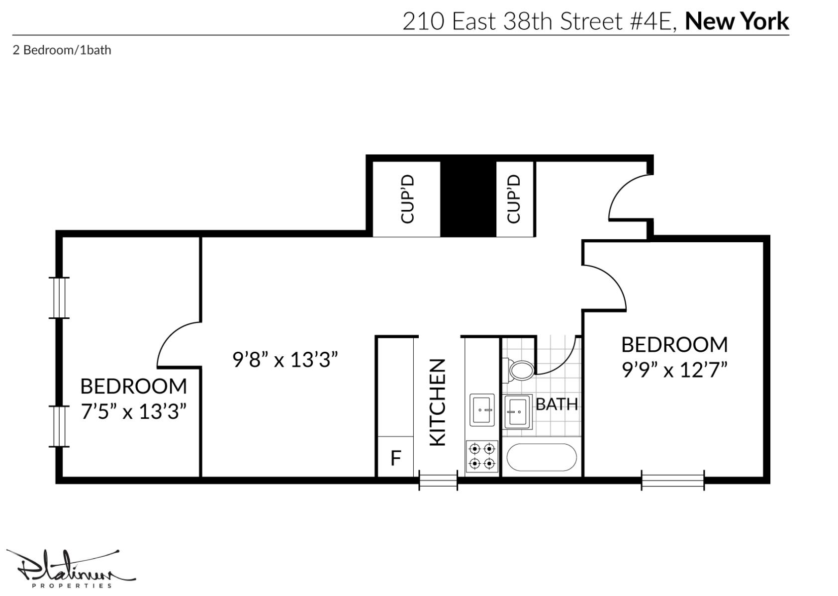 Floorplan for 210 East 38th Street, 4-E