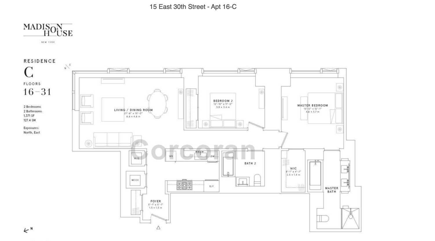 Floorplan for 15 East 30th Street, 16C