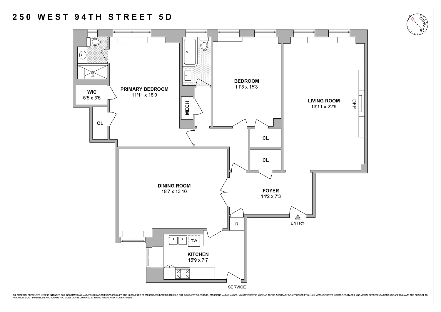 Floorplan for 250 West 94th Street, 5D