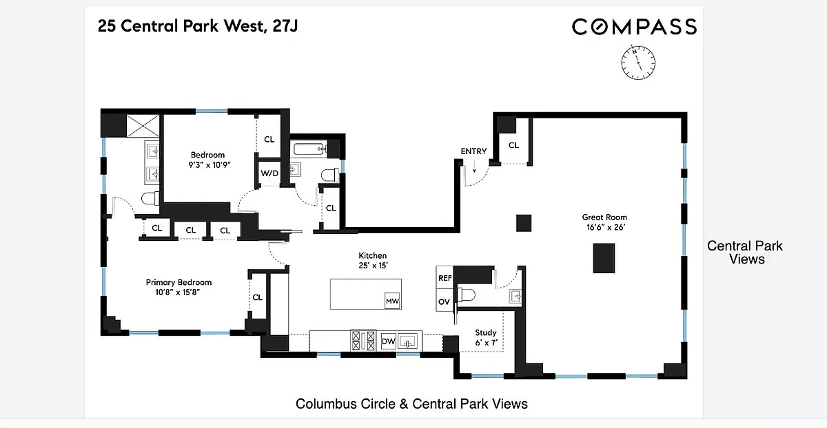 Floorplan for 25 Central Park, 27J