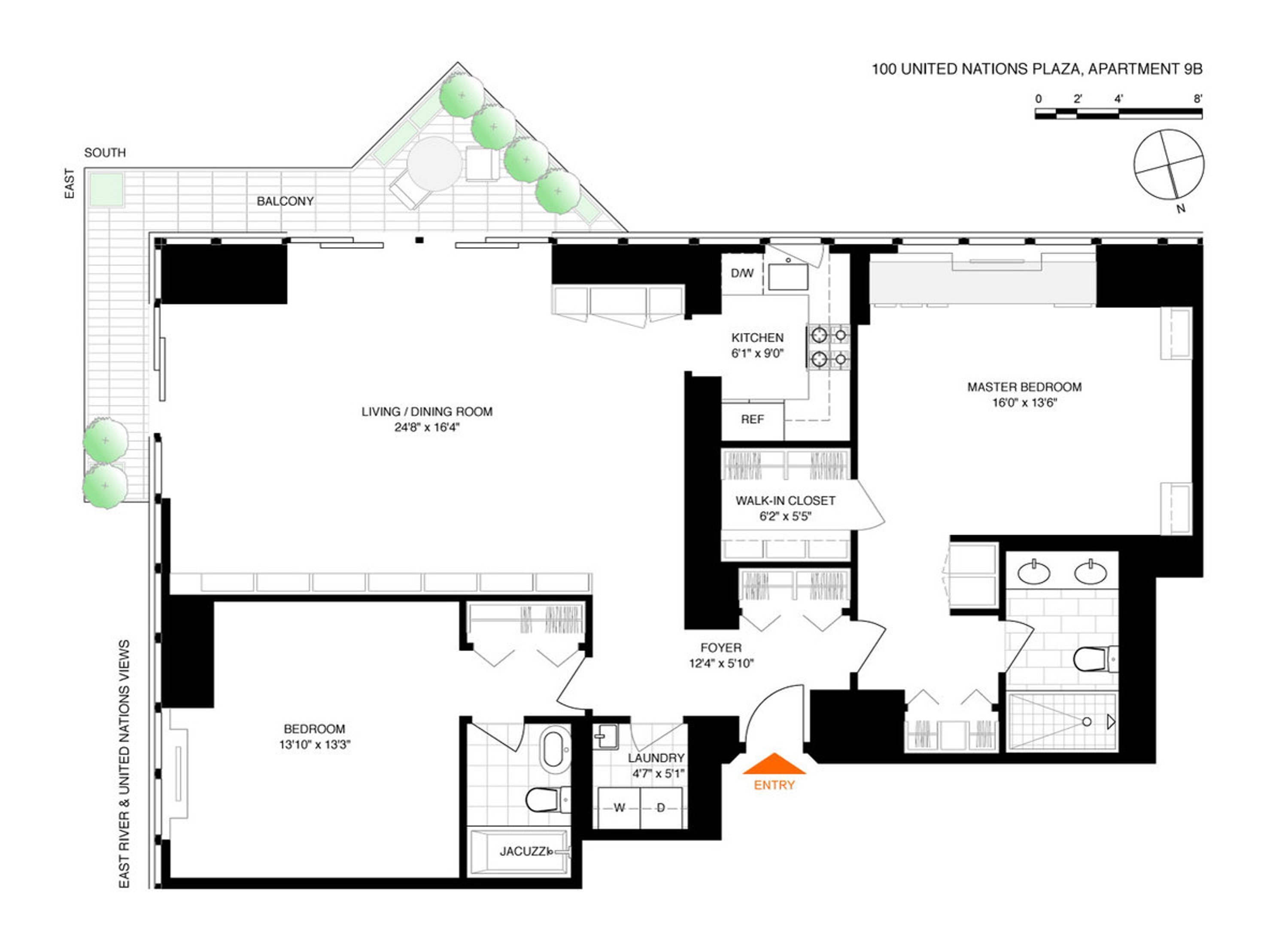 Floorplan for 100 United Nations Plaza, 9B