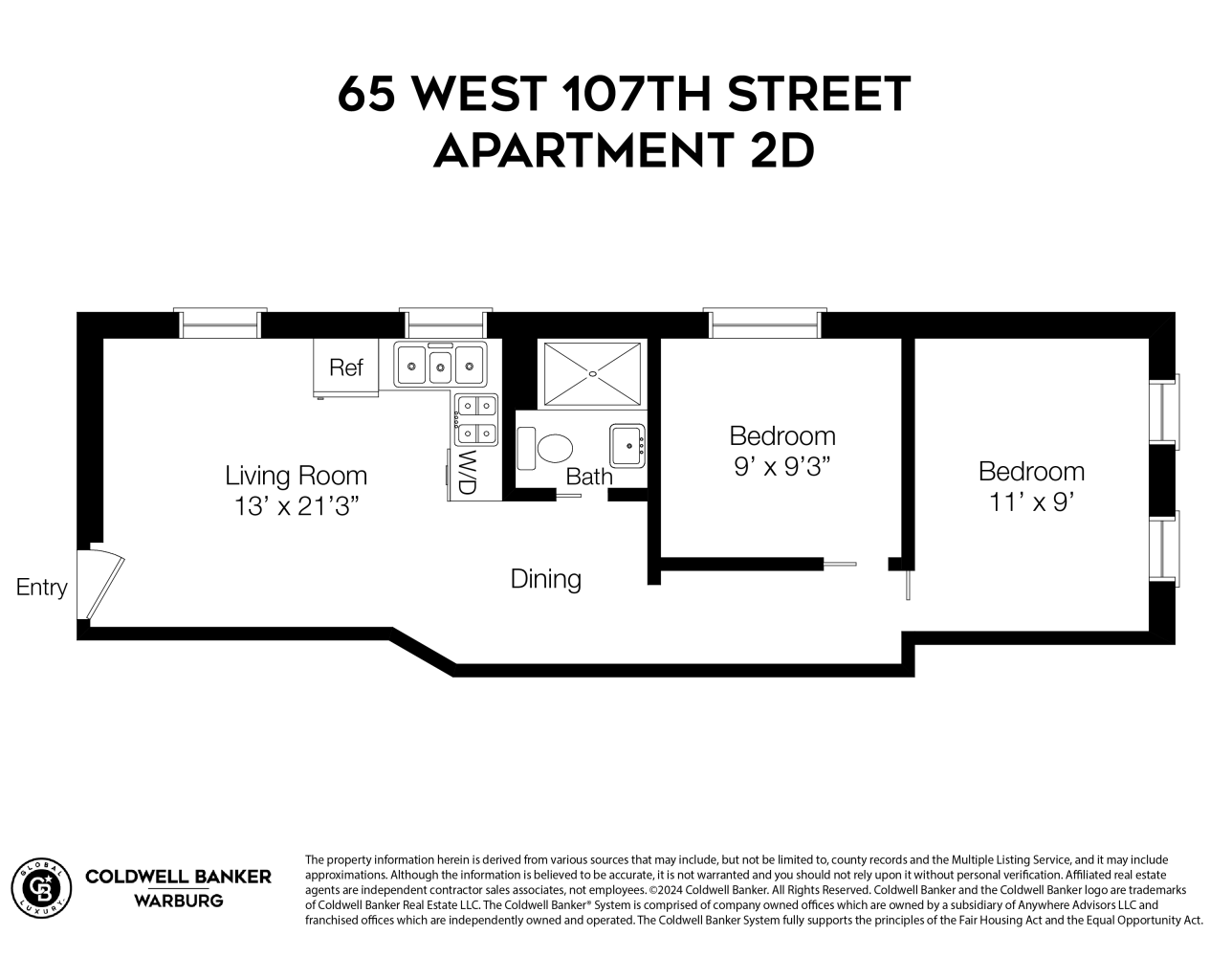 Floorplan for 65 West 107th Street, 2D