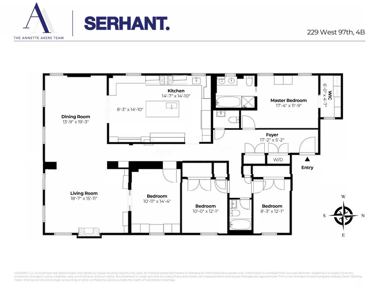 Floorplan for 229 West 97th Street, 4B