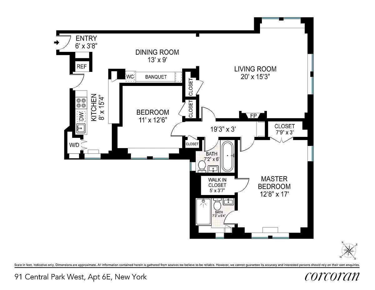 Floorplan for 91 Central Park, 6E