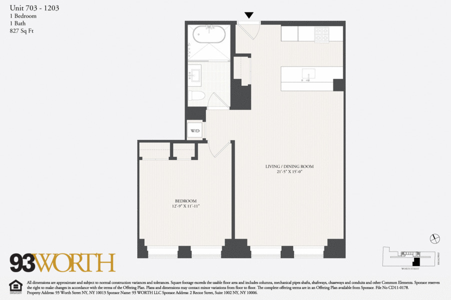 Floorplan for 93 Worth Street, 1203