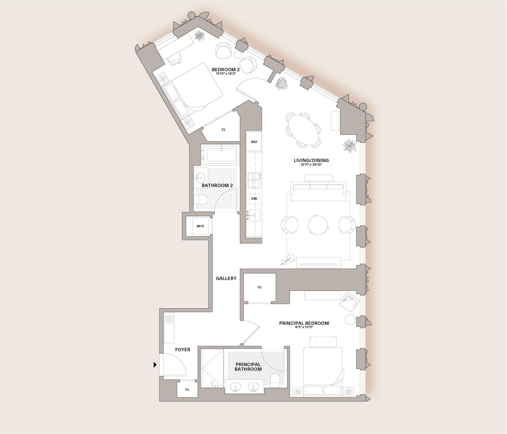 Floorplan for 55 Fleet Street, 14F