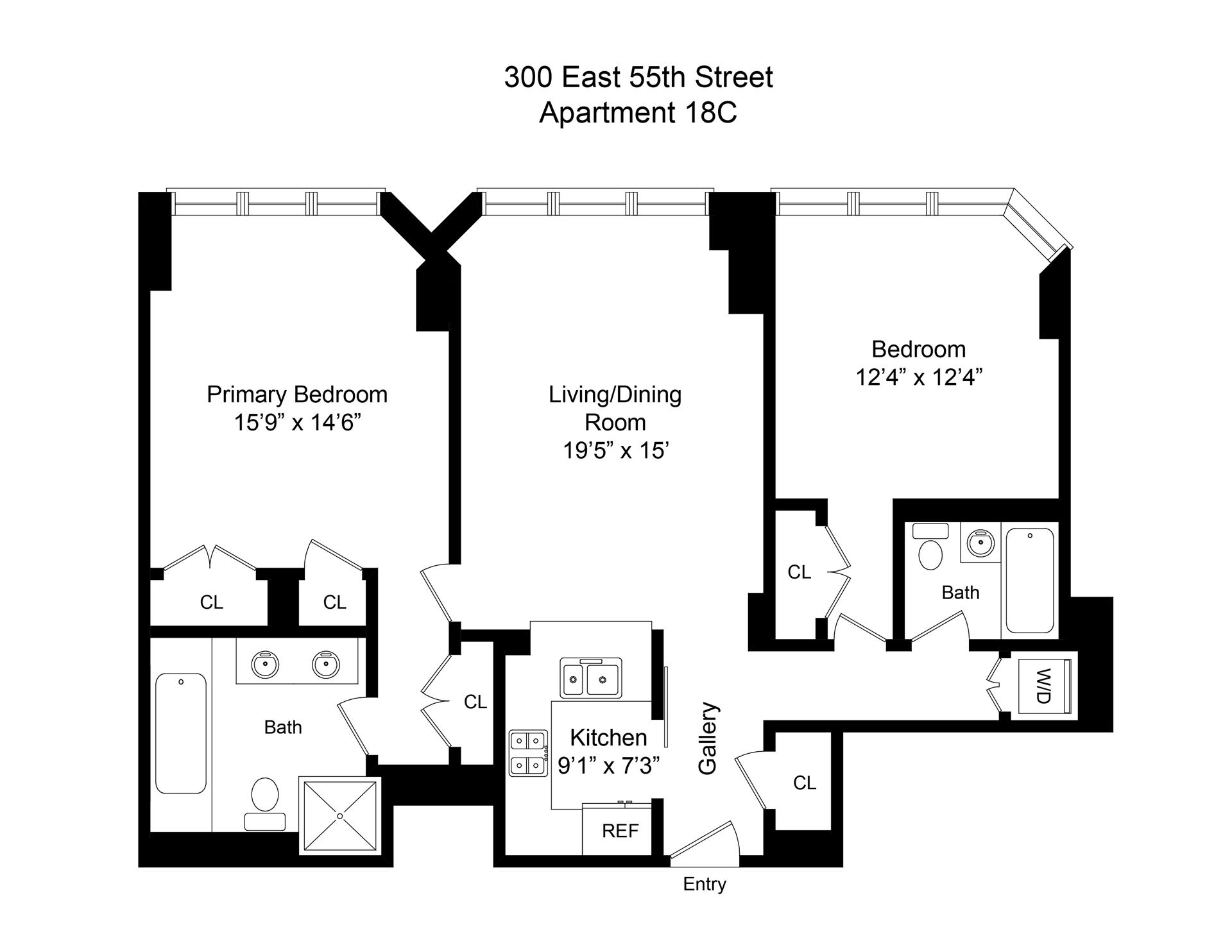 Floorplan for 300 East 55th Street, 18C