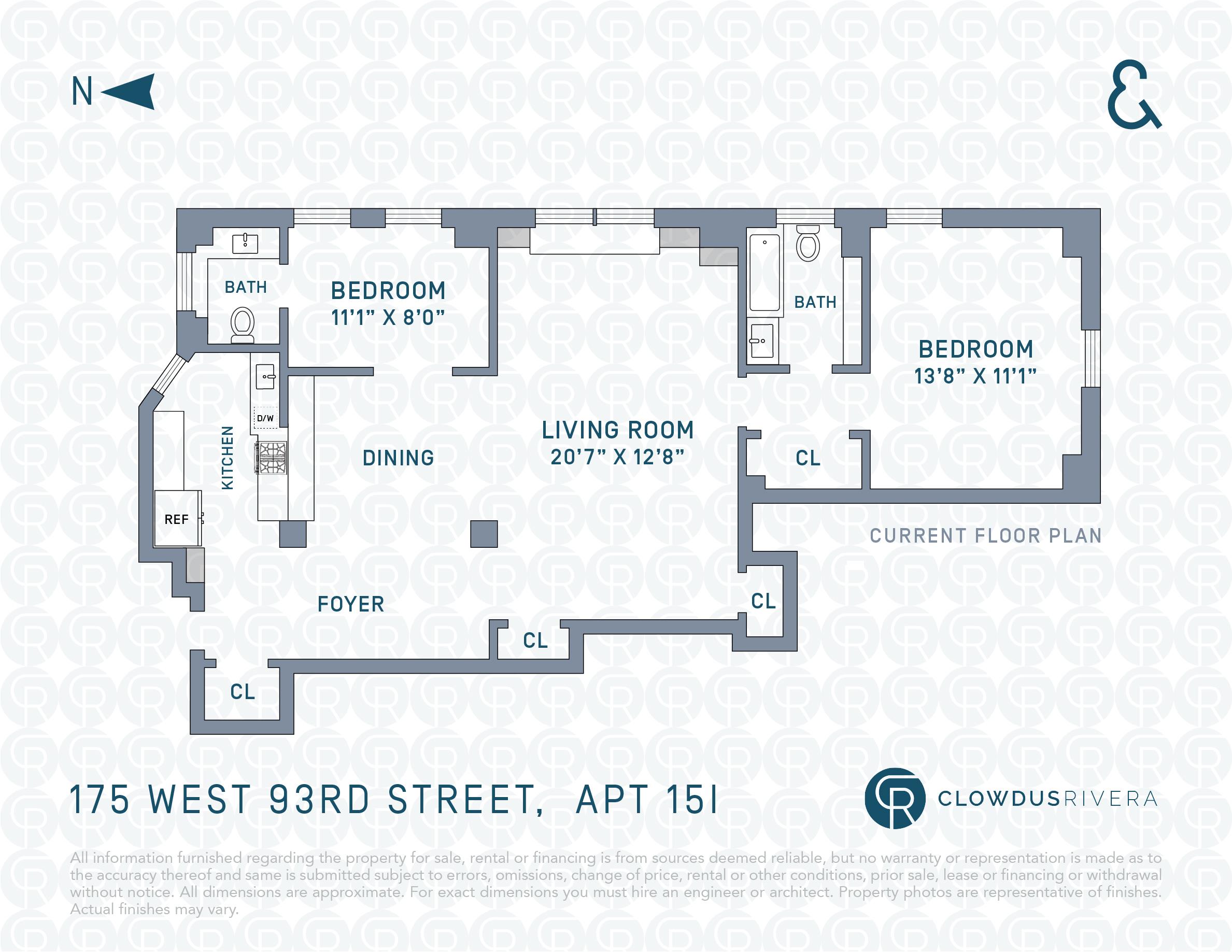 Floorplan for 175 West 93rd Street, 15-I