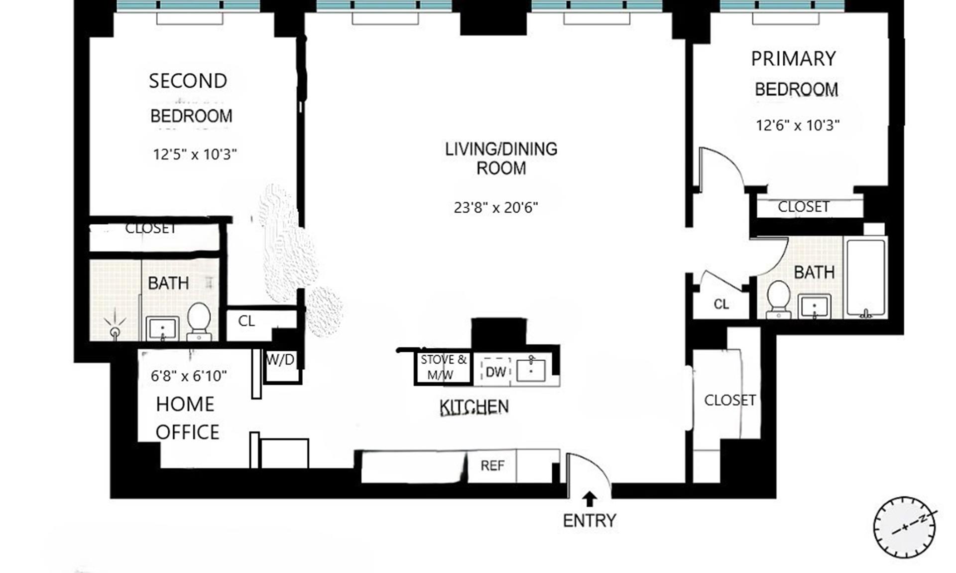 Floorplan for 201 East 17th Street, 23EF