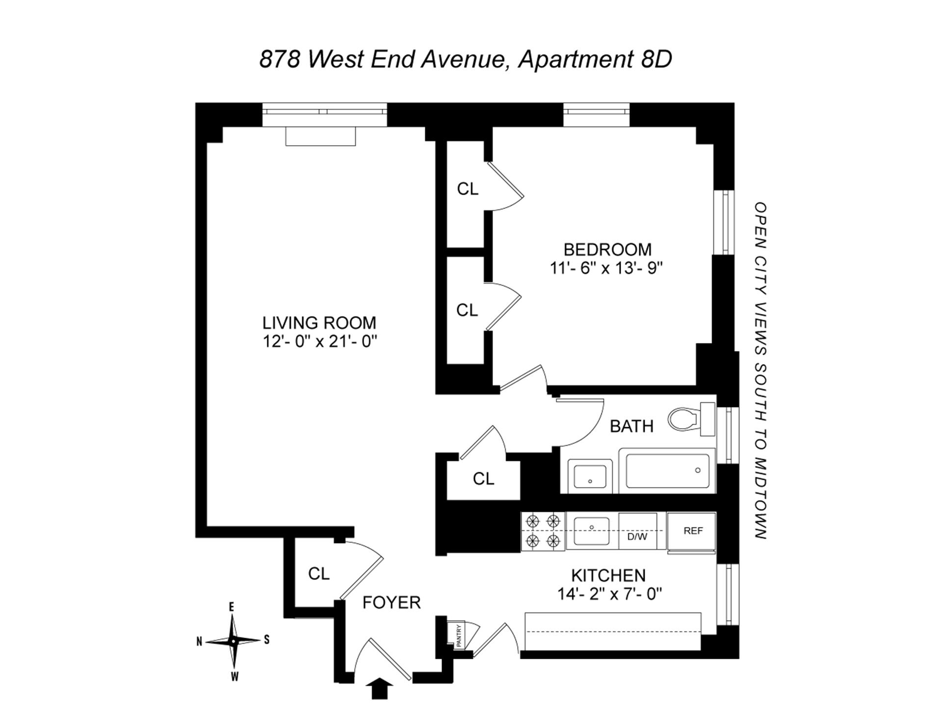 Floorplan for 878 West End Avenue, 8D