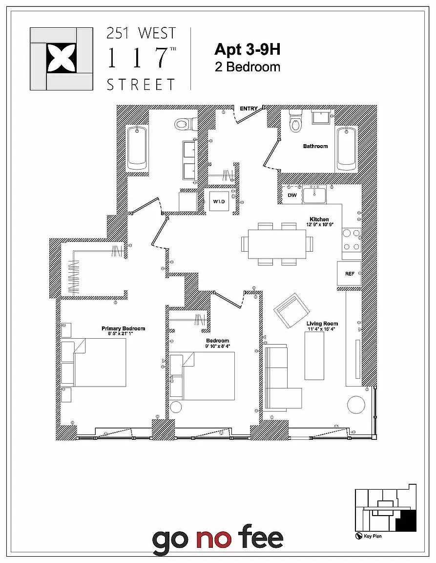 Floorplan for 251 West 117th Street, 9H