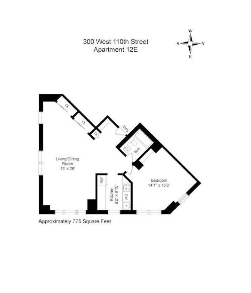 Floorplan for 300 West 110th Street, 12E