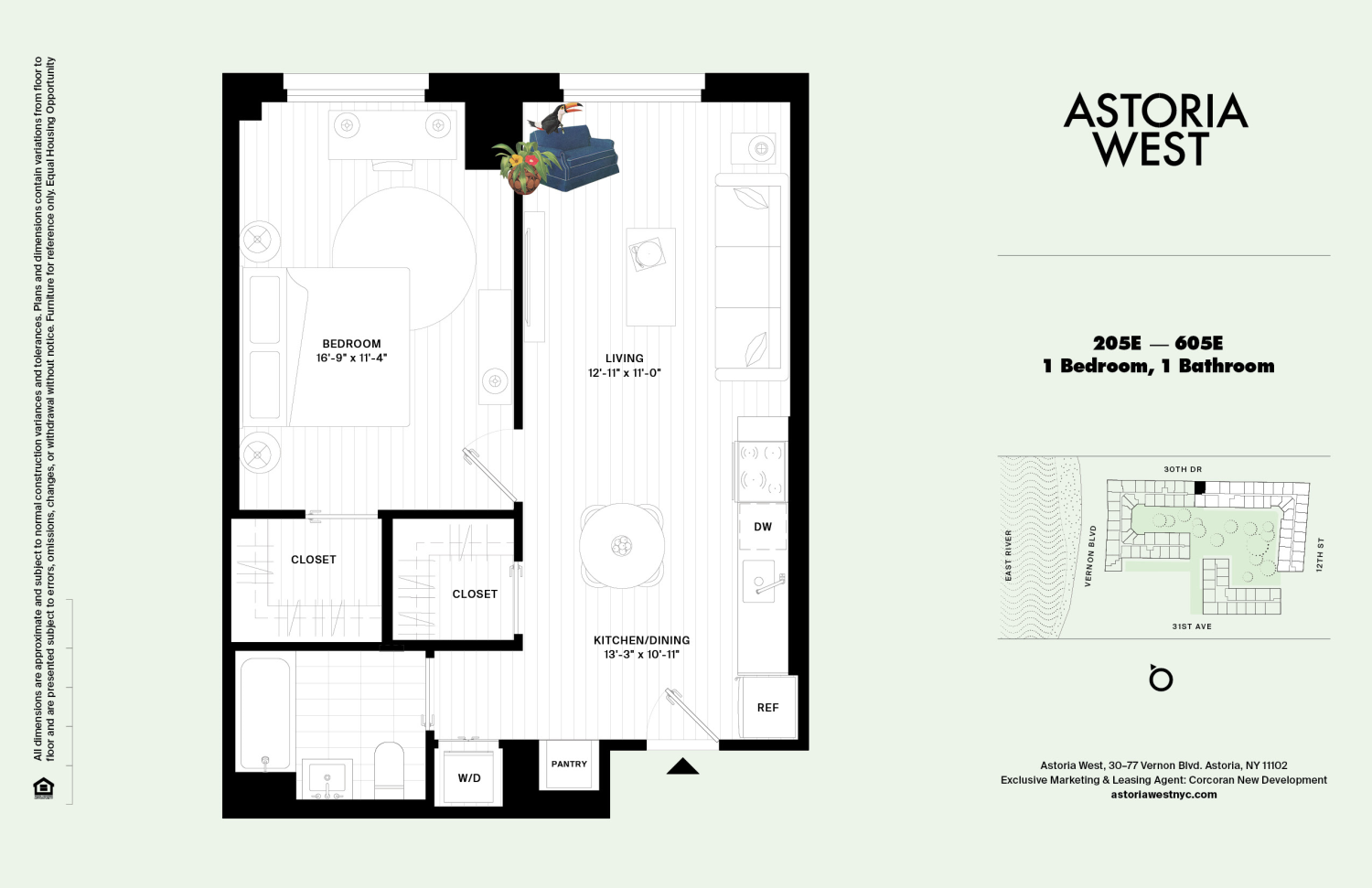 Floorplan for 30-77 Vernon Boulevard, 605E