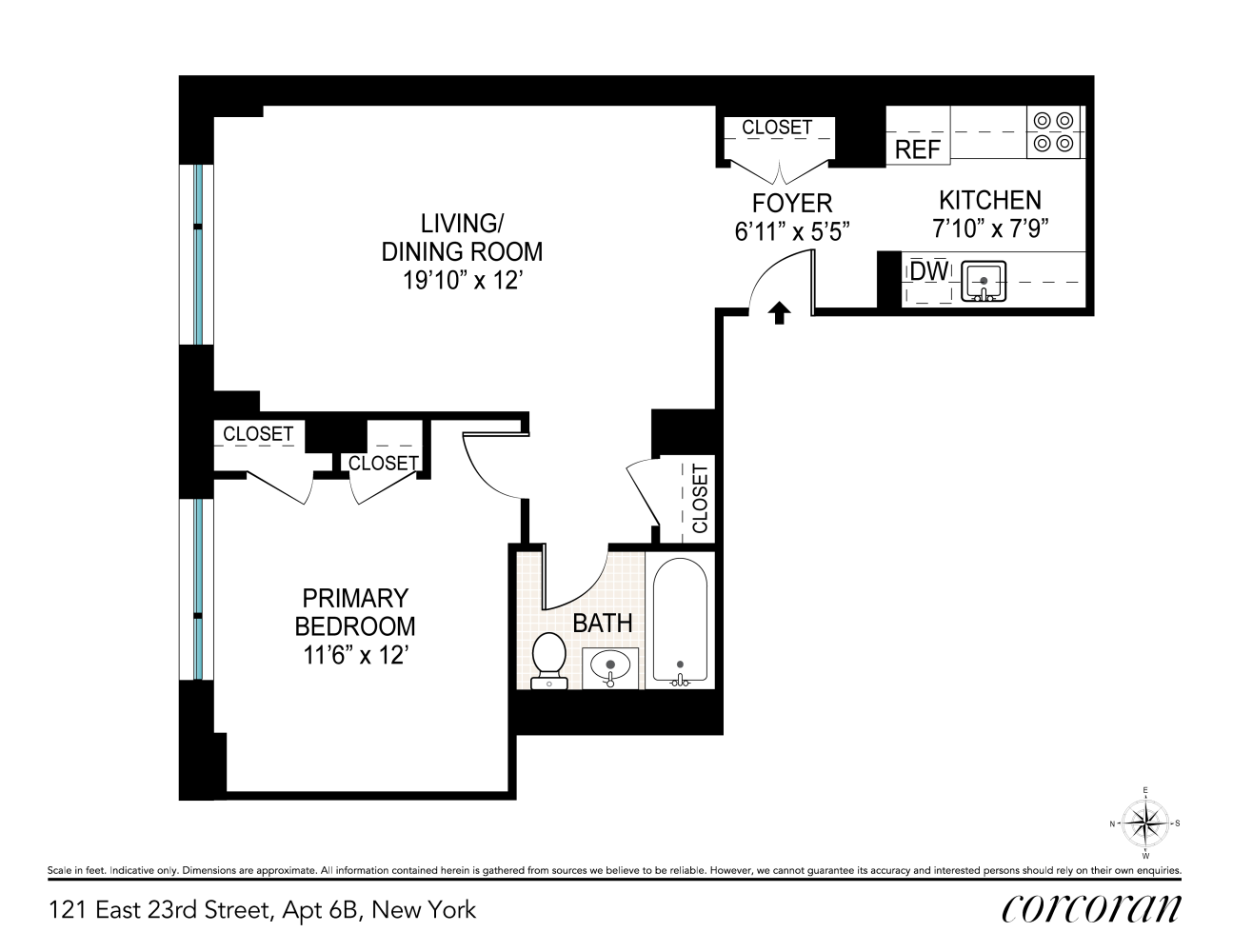 Floorplan for 121 East 23rd Street, 6B