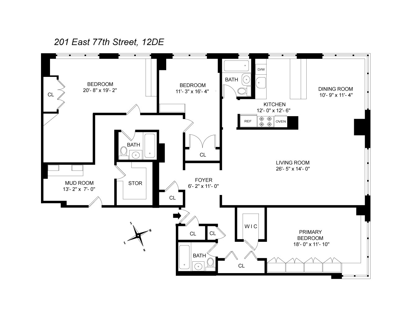 Floorplan for 201 East 77th Street, 12DE