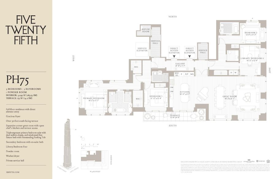 Floorplan for 520 5th Avenue, PH75