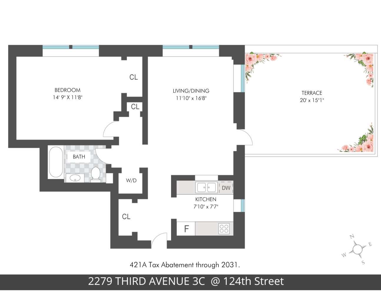 Floorplan for 2279 3rd Avenue, 3C