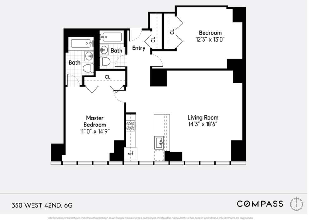 Floorplan for 350 West 42nd Street, 6G