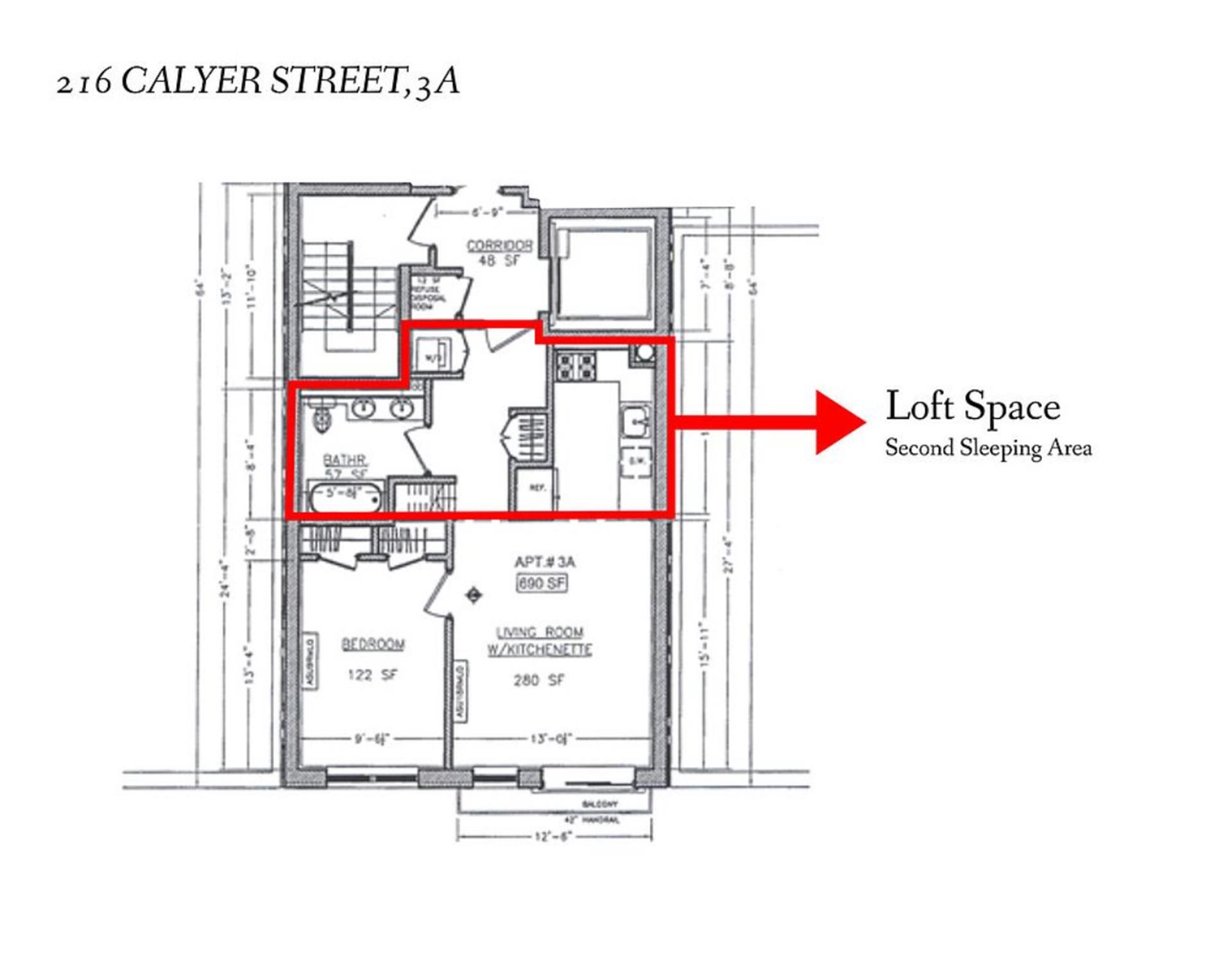 Floorplan for 216 Calyer Street, 3A