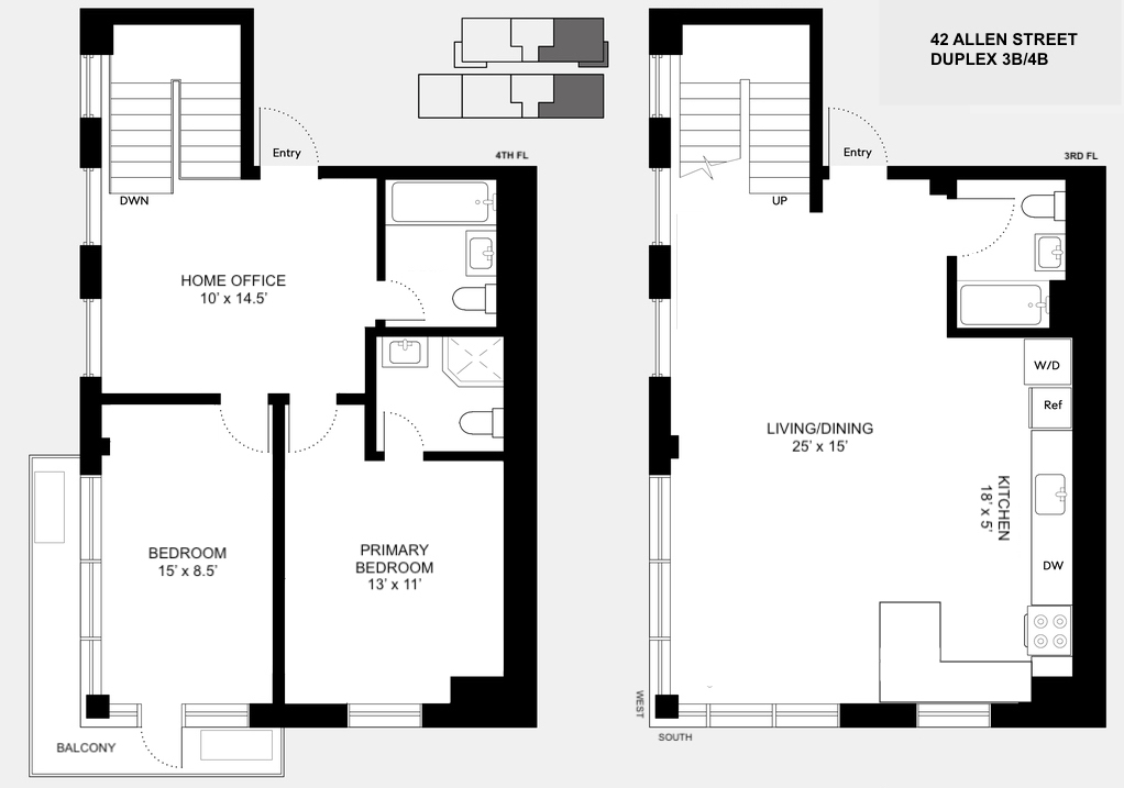 Floorplan for 42 Allen Street, 3B/4B