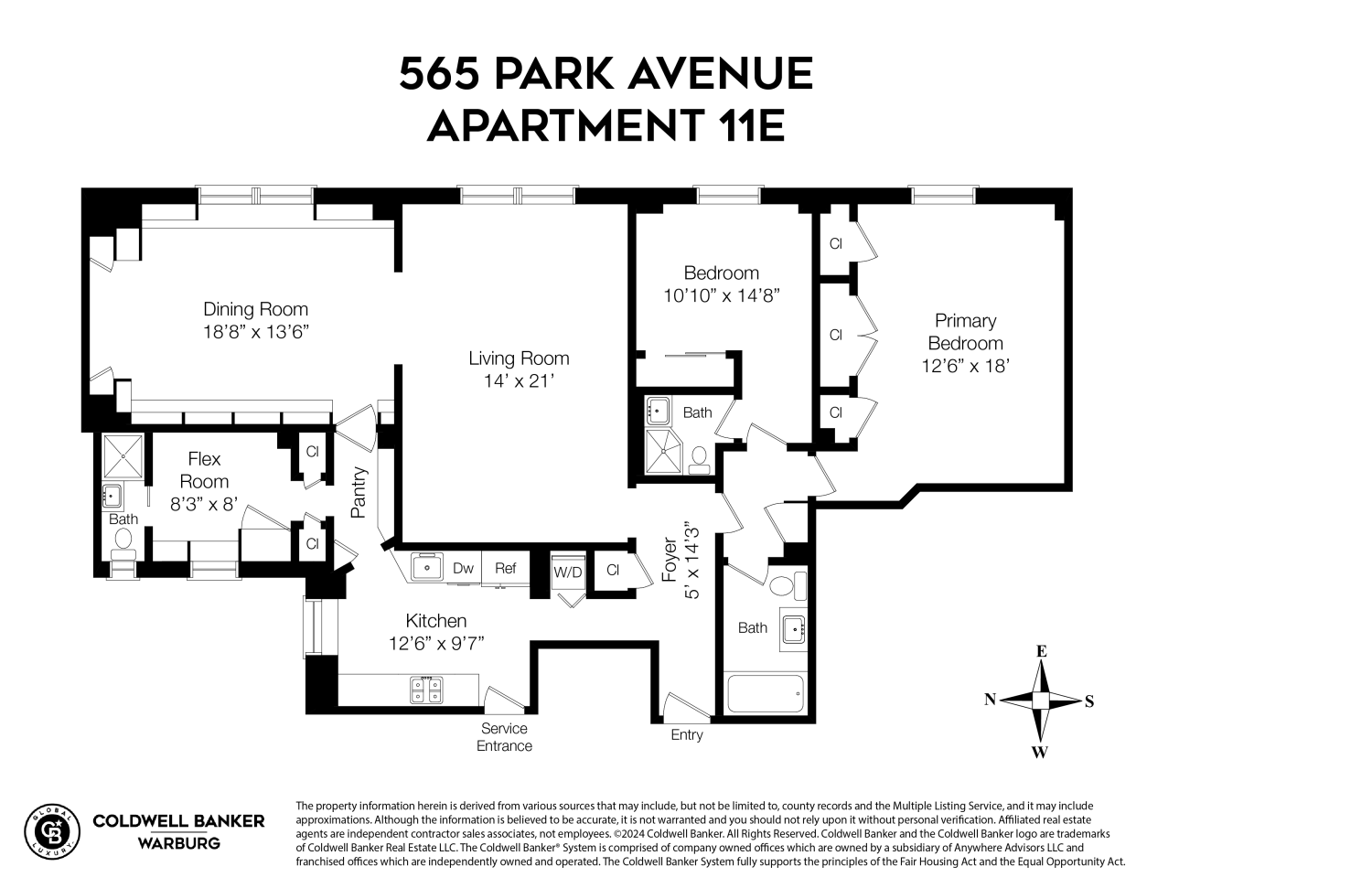 Floorplan for 565 Park Avenue, 11E