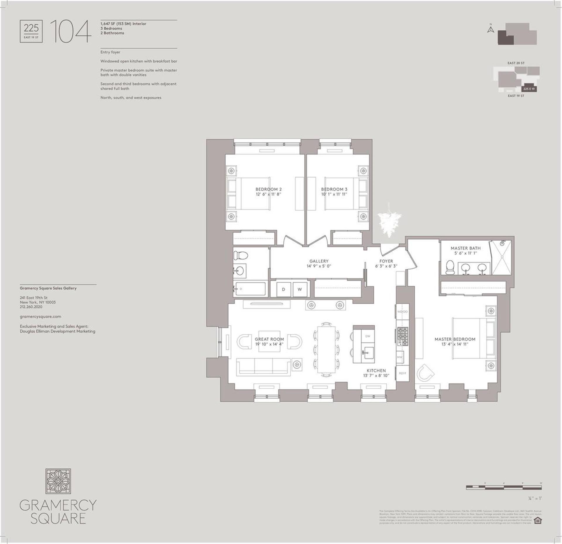 Floorplan for 225 East 19th Street, 100