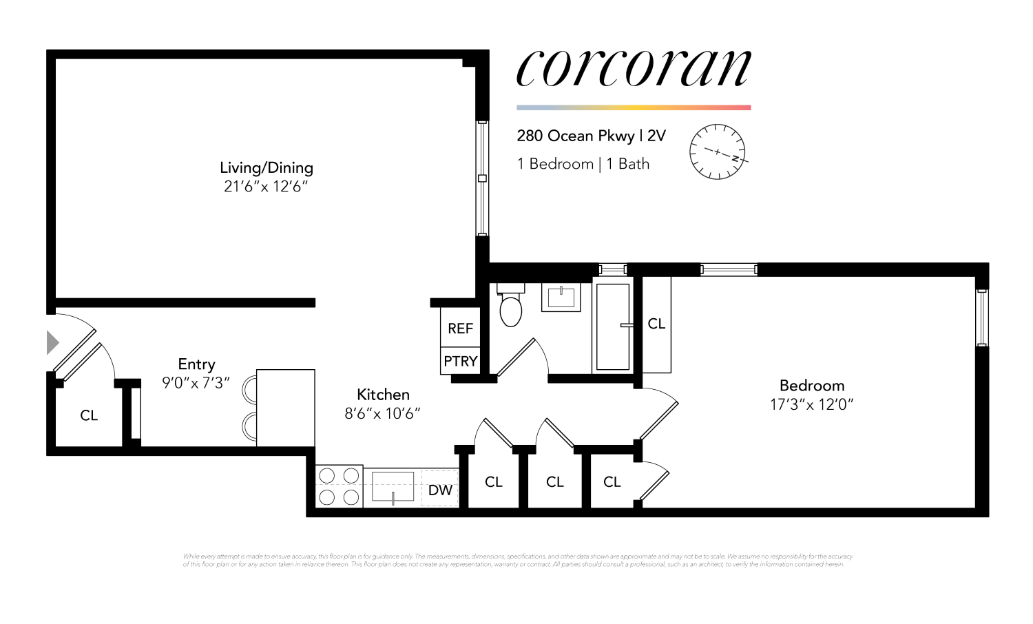 Floorplan for 280 Ocean Parkway, 2V