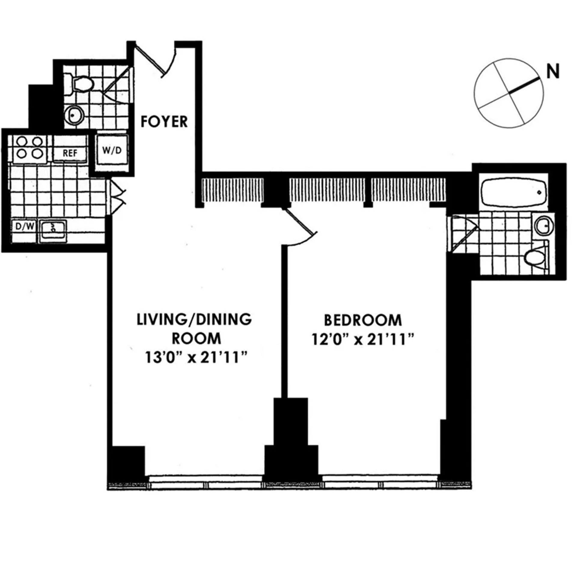 Floorplan for 845 United Nations Plaza, 15B