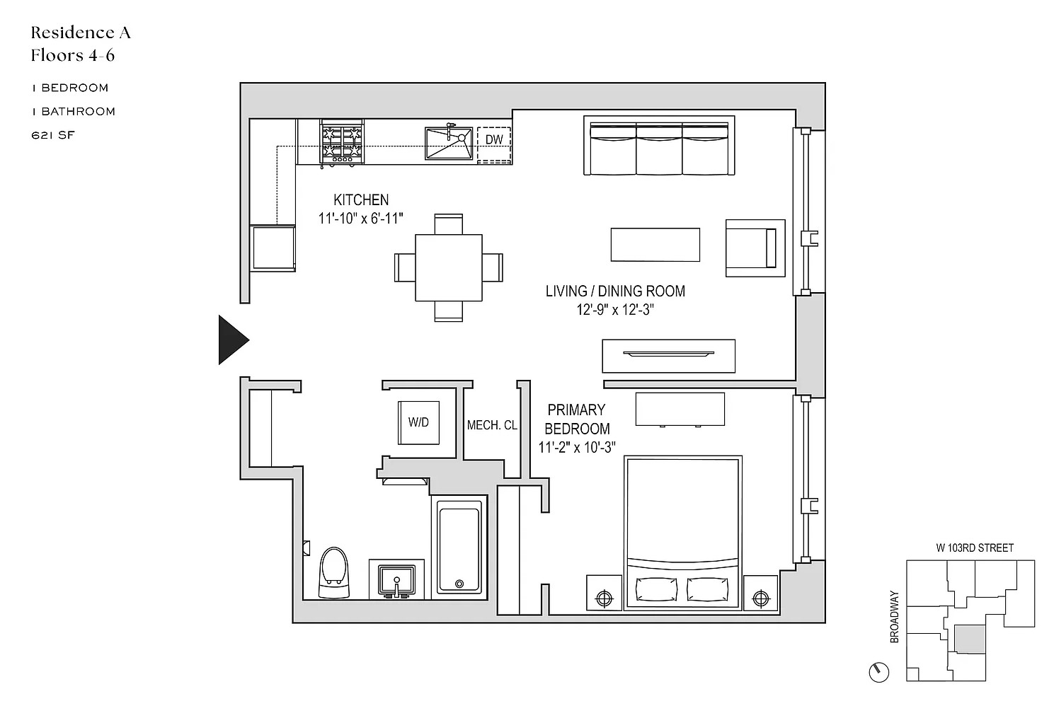 Floorplan for 218 West 103rd Street, 8A