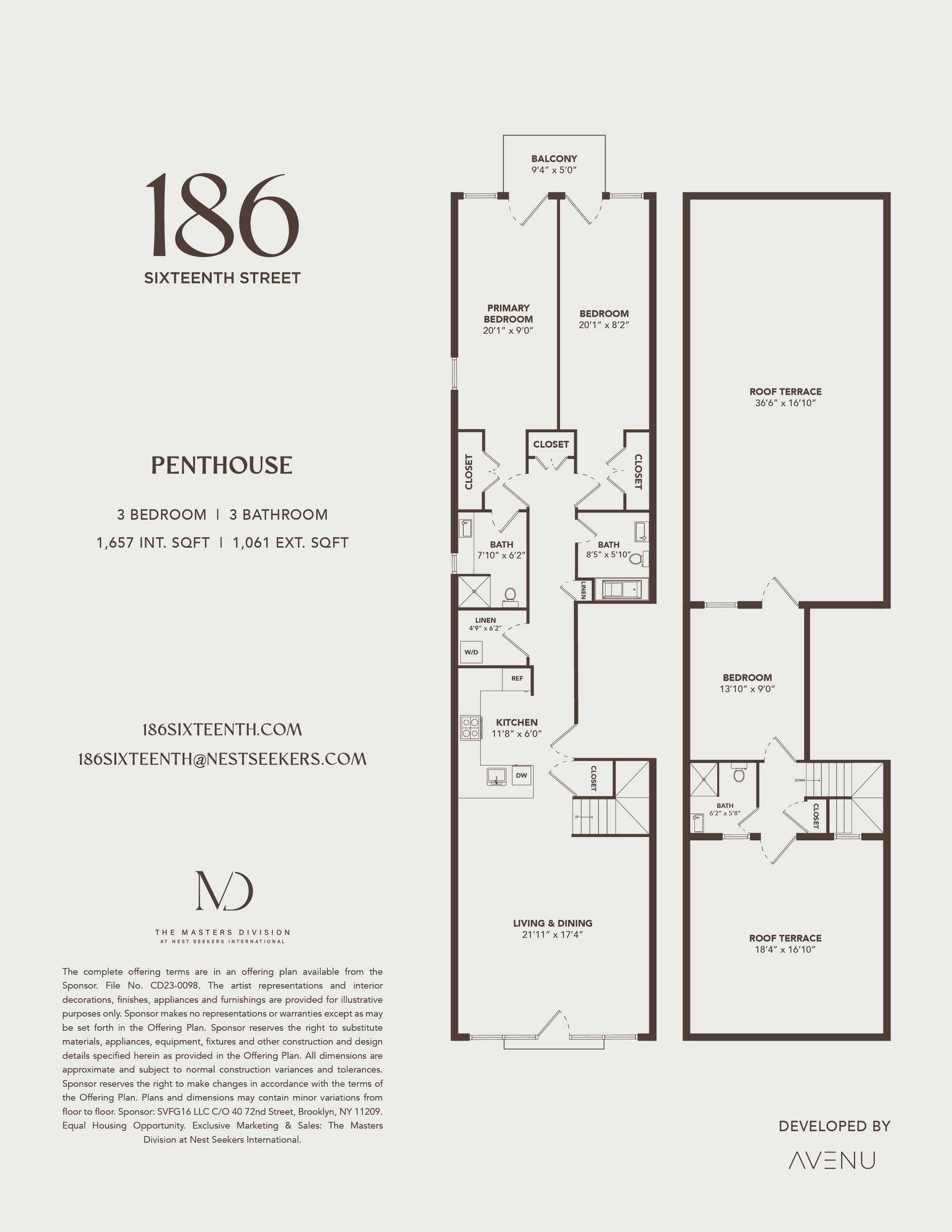 Floorplan for 186 16th Street, PH